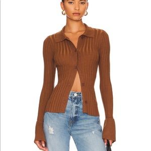 Revolve All the Ways Brandy Button Front Sweater in Chocolate